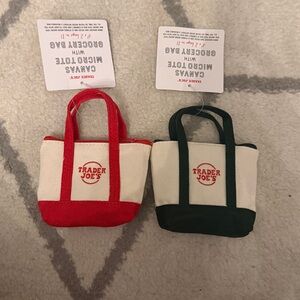 Trader Joe's Micro Canvas Tote Bag - Red & Green